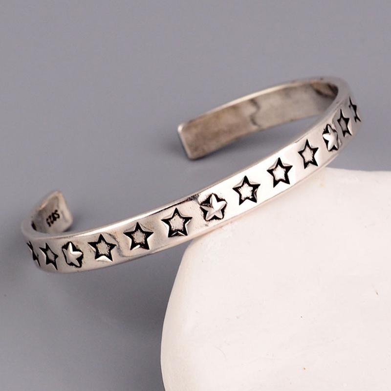 Silver Color Pupular Korea Style Star Bangle For Women  Simple Opening Hand Jewelry Party