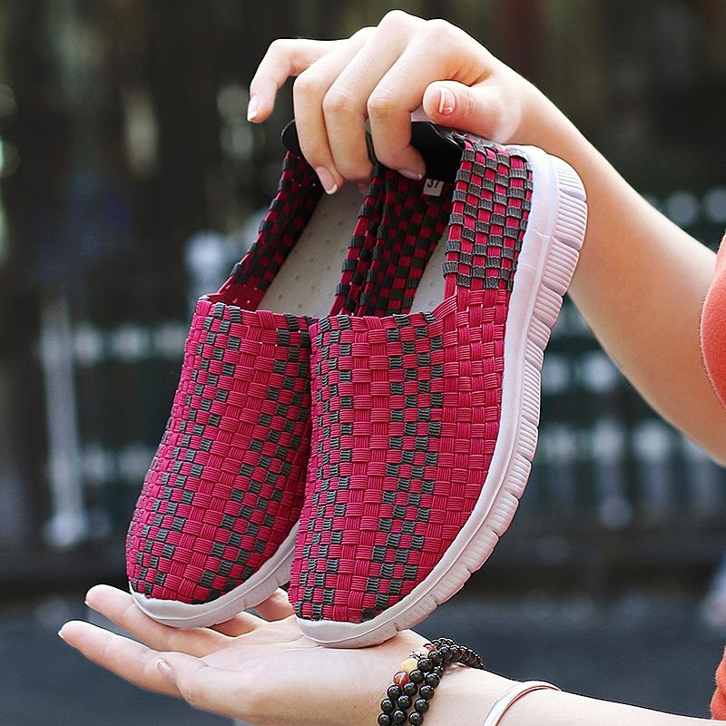 Fashion Women's New Casual Shoes Flat Bottomed Summer Walking Sports Shoes Breathable Woven Handmade Sneakers Shoes Hot Selling 2025