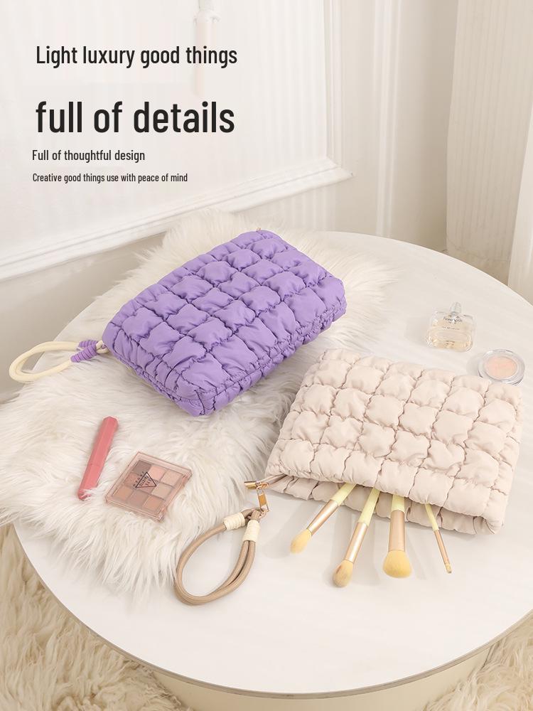 Puffy Cloud Pleated Makeup Bag - Large Capacity & Portable Versatile Handbag