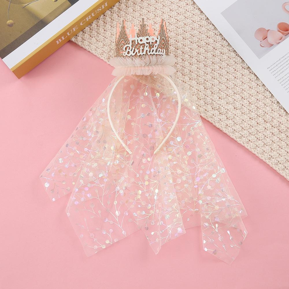 Internet Celebrity Lace Mesh Headband Crown Cross-Border Birthday Party Accessory
