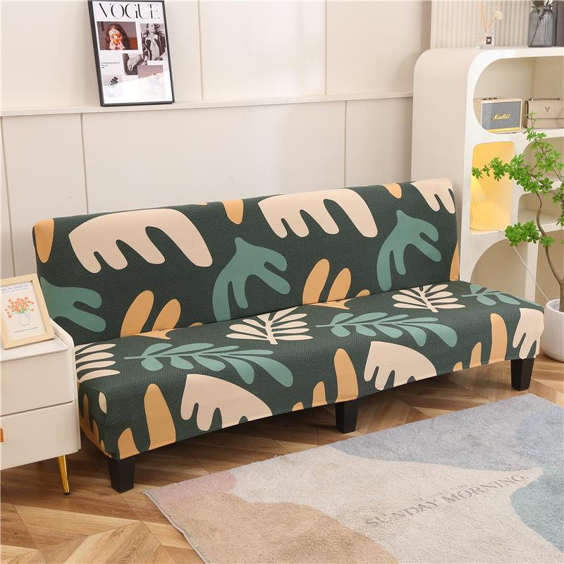 Stretch Futon Slipcover Armless Sofa Cover Furniture Protector Without Armrests Slipcover Soft with Elastic Bottom for Kids