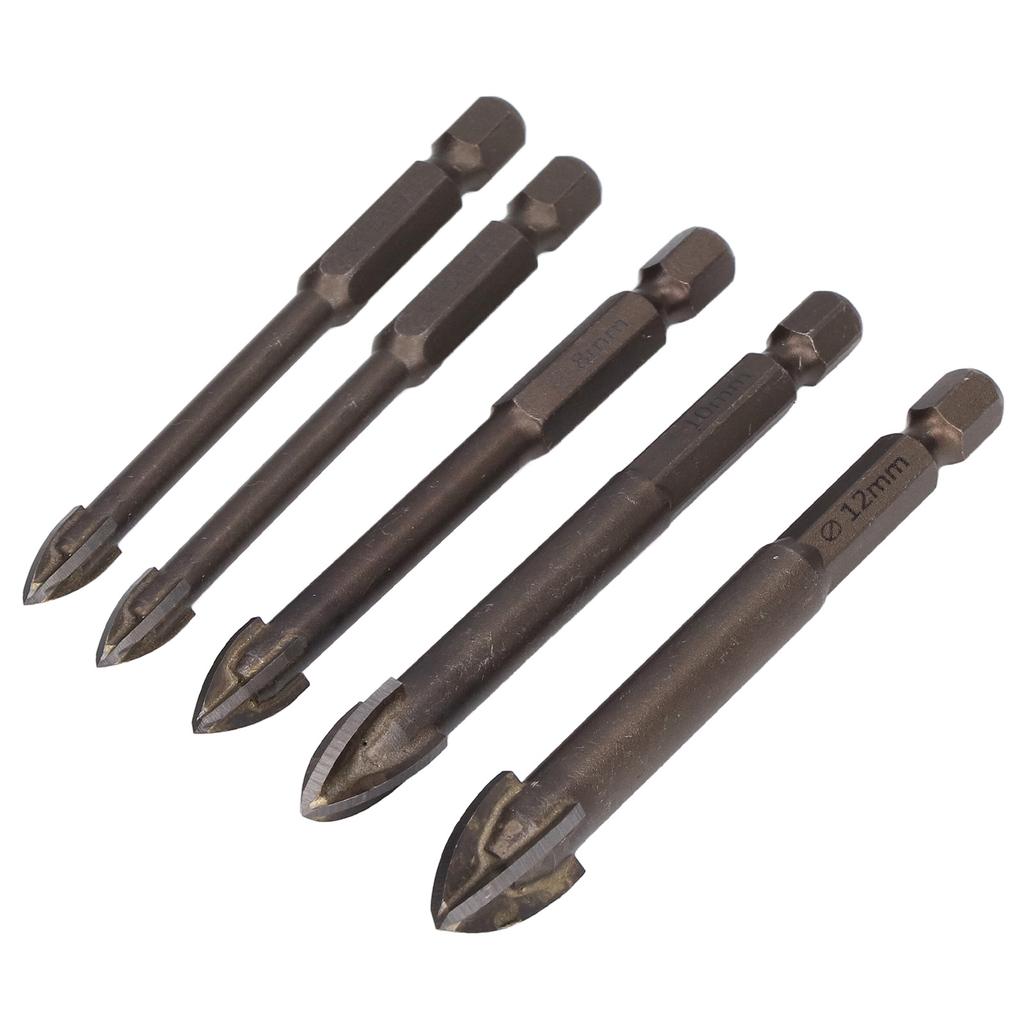 5Pcs Cross Tile Drill Bit Carbide Hex Shank Drills Bits Concrete Hole Opener for Glass Ceramic
