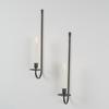 Elegant Black Metal Wall Sconces Set of 2 Candle Holders for Living Room Hallway Decors Iron Hanging Wall Candlestick