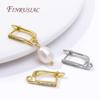 18K Gold/Rhodium Plated French Inlay Zircon Earwires Fastener Earring Hooks Clasps Fittings DIY Earring Making Accessories