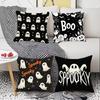 1pcs Classic Halloween Ghost Print Pillow Cover Scary Pumpkin Bat Pattern Decorative Cushion Case for Home Sofa Decoration