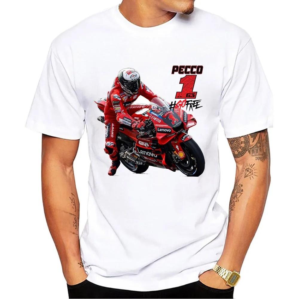 Francesco Bagnaia Pecco 1 GP Riding T-Shirt Hip Hop Boy Rider Casual T Shirt Pecco 63 Man Motorcycle Sport Racing White Tees