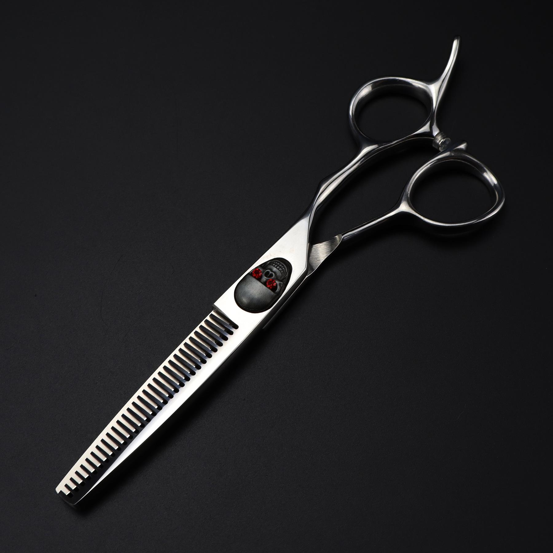 6.0 440C Skull Gem Hairdressing Scissors – Straight, Bangs, Thinning (Model: LH-04)