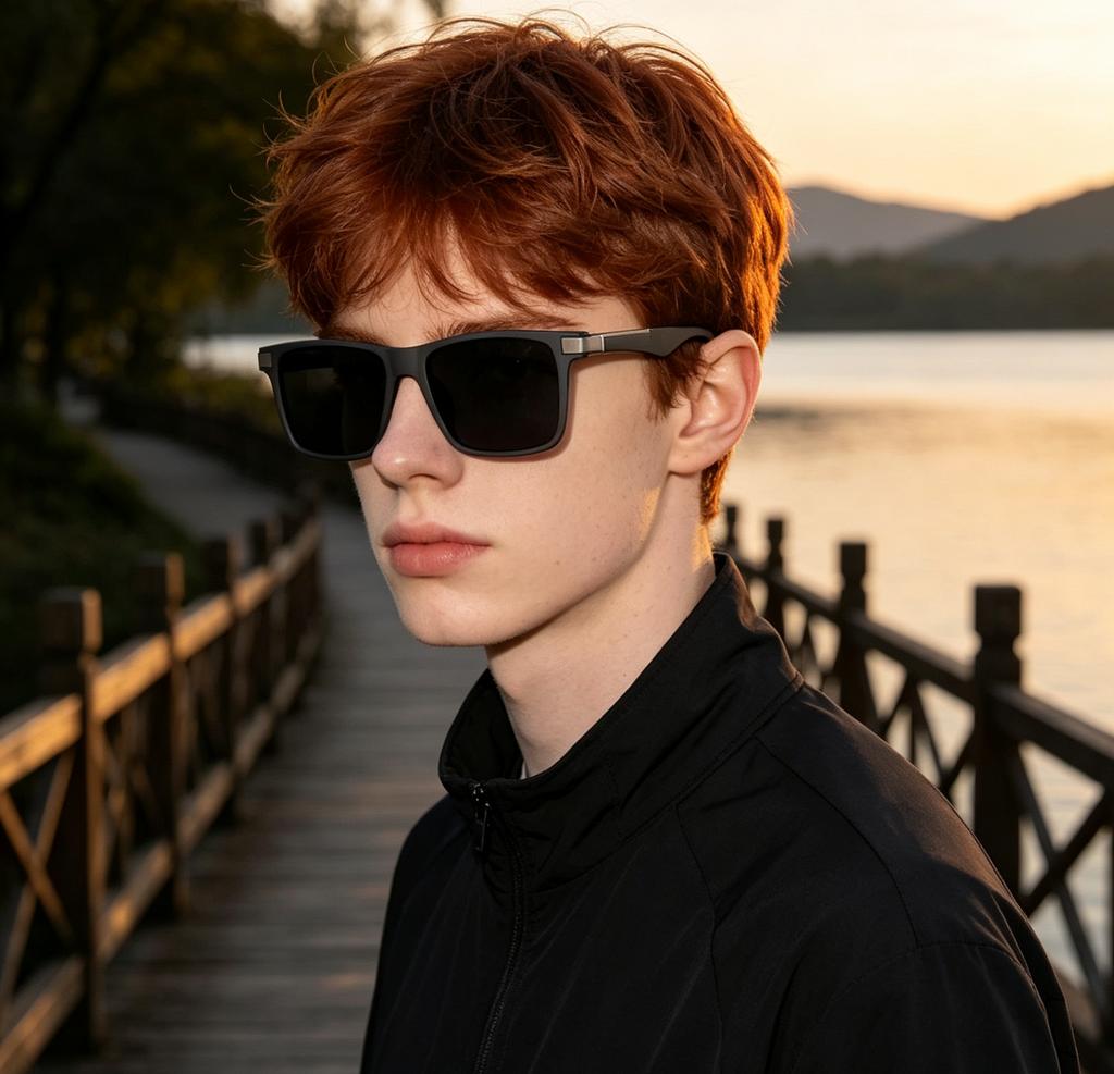 Xiaomi Men Women Square Polarized Sunglasses UV400 Metal Decor Temples Classic Rectangular Shades for Driving Fishing Outdoor Travel