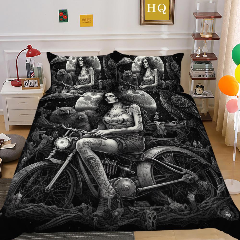 3D Beauty Skull Druck Bettwäsche Twin Size Polyester Tagesdecken Teen Design Mode Heimtextilien