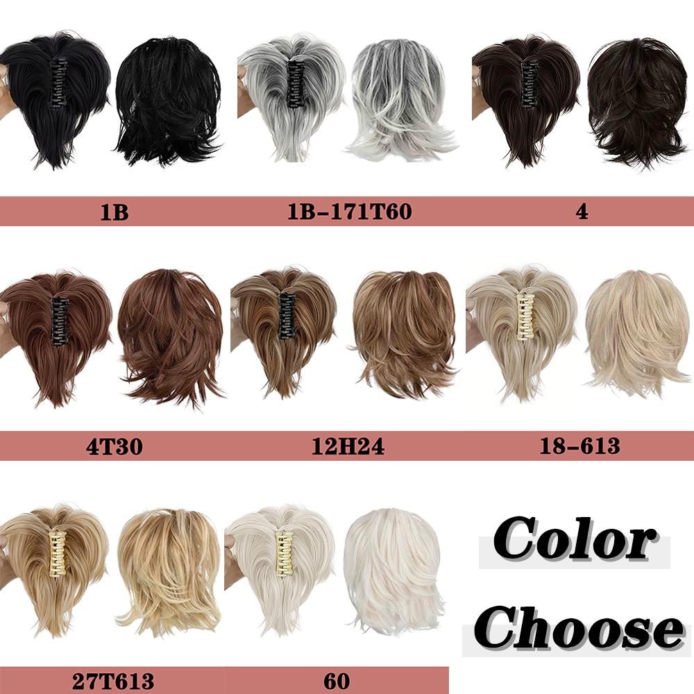 MISS WIG Synthetic Short Wavy Ponytail Extensions Deformation Claw Ponytail Style For Women Daily Party Wear