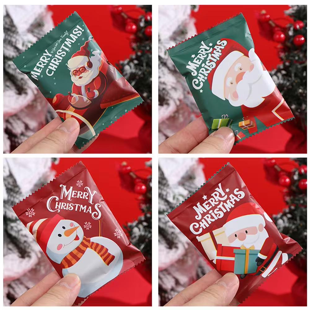 

100 шт. Смешанный цвет Конфеты Рождественское печенье Упаковка Ручная работа Выпечка Подарочные пакеты Алюминиевая пленка Машинная запайка 7X9.5cm&100PCS