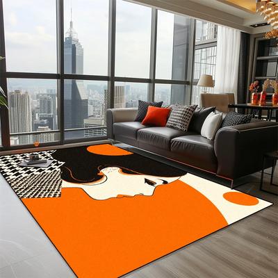 Geometrie Orange Mädchen Haushalt Rutschfeste Matte Zuhause Schlafzimmer Wohnzimmer Großer Bereich Teppich Arbeitszimmer Büro Teppiche Balkon Dekoteppich