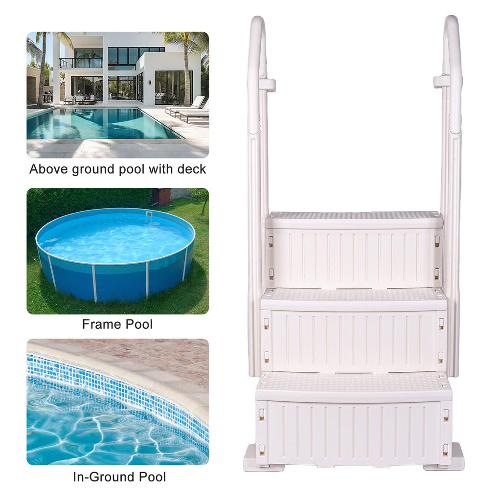 Reinforced Pool Ladder Lightweight Pool Handrails Ladder Detachable Above Ground Pool Step for Various Sizes Swimming Pools