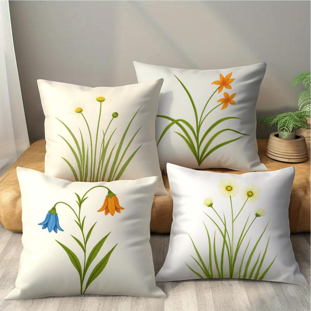 Bright wildflower theme digital printing pillow cover Short plush Suitable living rooms bedrooms sofas throw cushion cover 4pcs