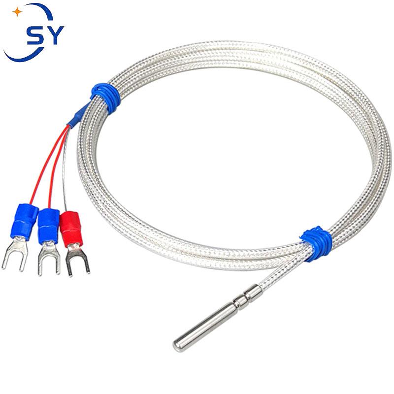 Thermocouple Stainless Steel Probe RTD PT100 Temperature Sensor 0.5/1/2/3/4/5M Waterproof 4mm*30mm Shielded Braide Wire