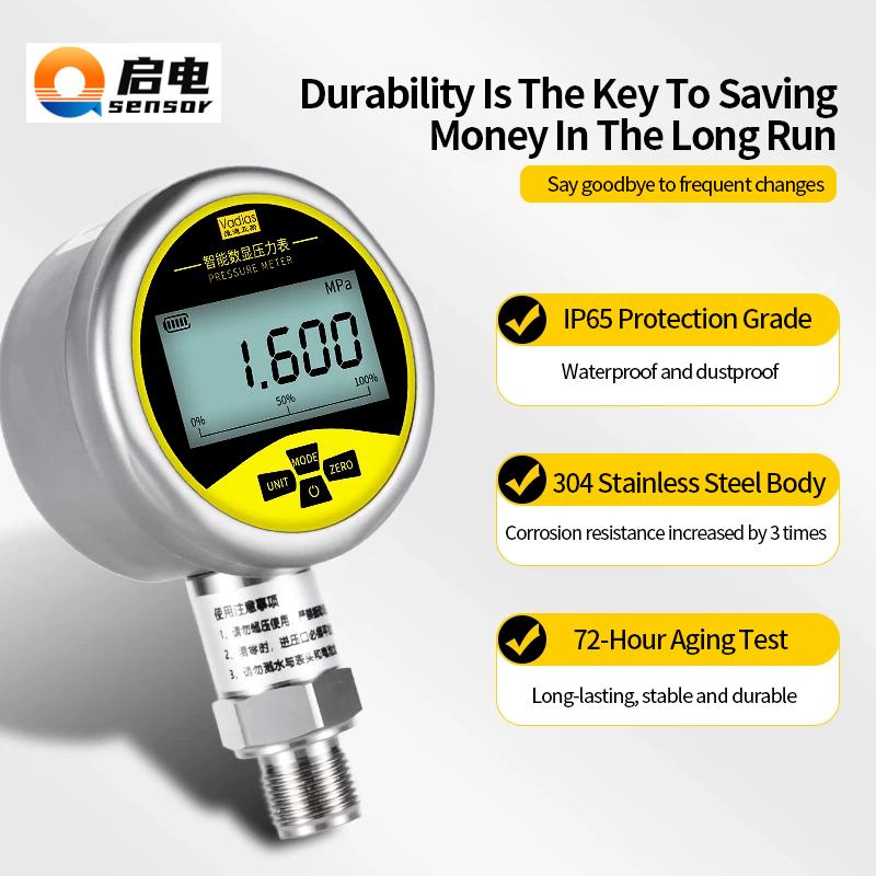 Digital Pressure Gauge 0.1bar/1bar/10bar Pressure Meter -100kpa -0.1-0.06Mpa Pressure Manometer 30bar Digital Pressure Gauge