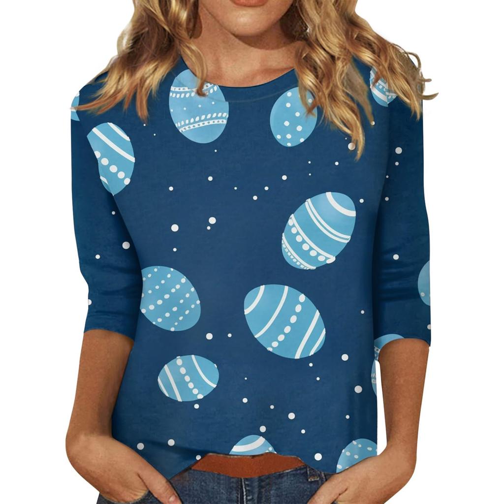 Summer new fashion women's casual long-sleeved printed T-shirt