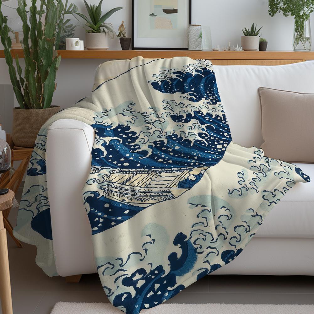 Art K Katsushika Hokusai Blanket Warm Soft Suitable For Bedroom Sofa Bed Living Room Office Travel Camping Gifts