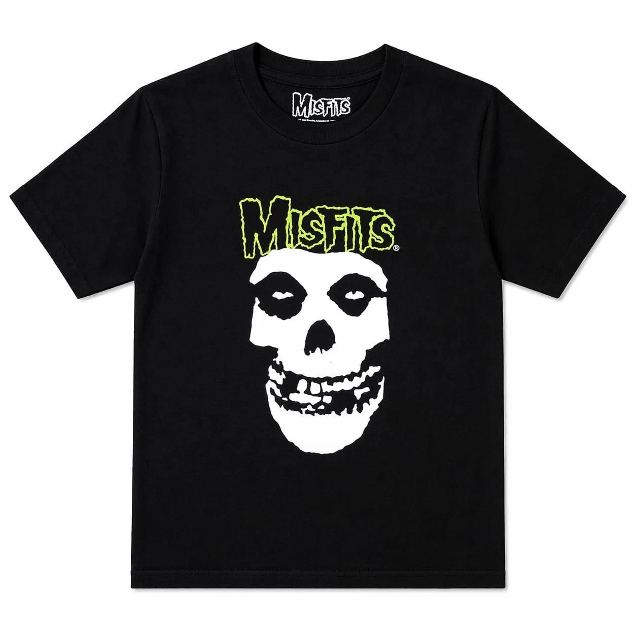 Official Misfits Skull & Logo Black Alt Emo Goth Kids T-Shirt XL