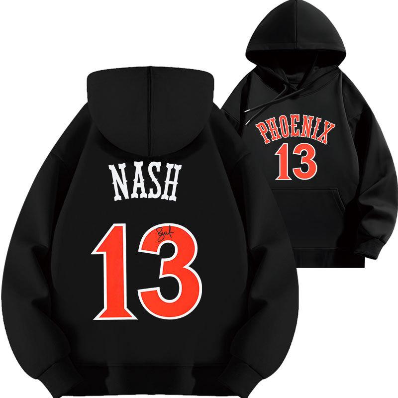 Steve Nash Suns No. 13 print hooded sweater top loose autumn and winter fleece thickened trendy brand sports children 110cm