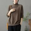 Retro Half-turtleneck Long-sleeved Sweater Women's Bottoming Shirt Tops Autumn and Winter Loose Sweater Women