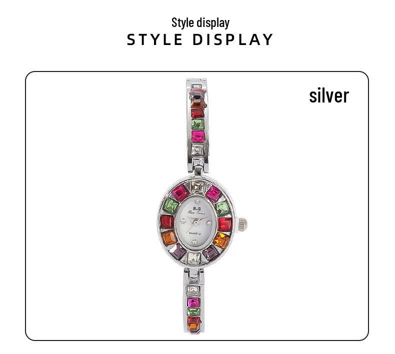 Elegant Petite Ladies' Wristwatch with Inlaid Gemstones