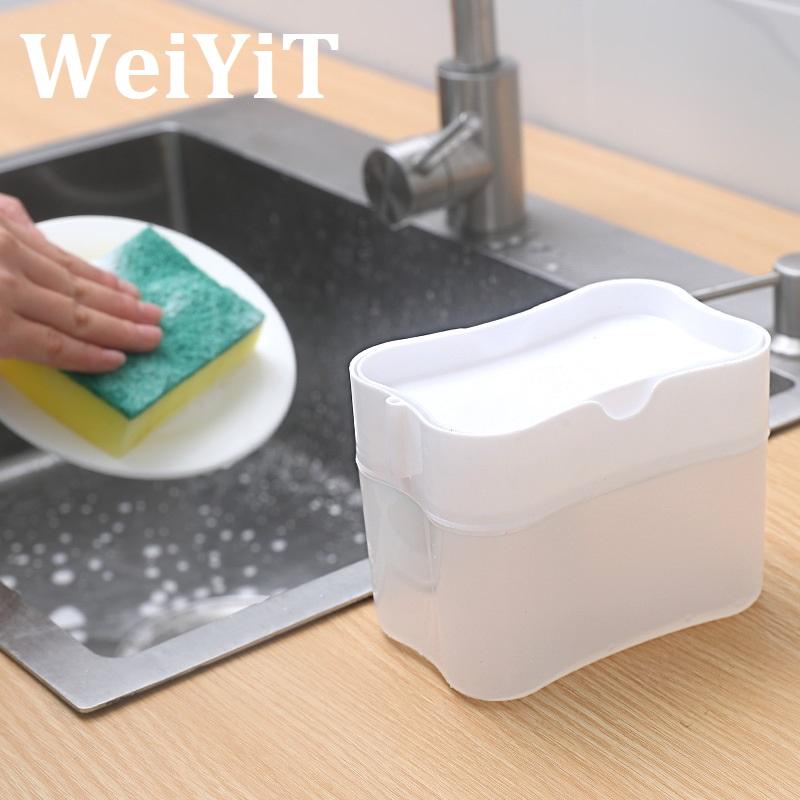 

Коробка для мыла для мытья посуды на кухне с держателем для губки, контейнер для дозирования жидкости под давлением, органайзер