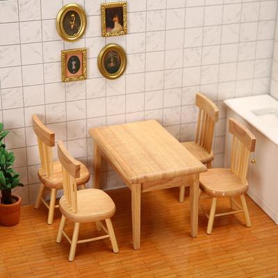 1/12 Scale Ornament Miniature Wooden Mini Decorative Table Dollhouse Furniture Dining Room Chair