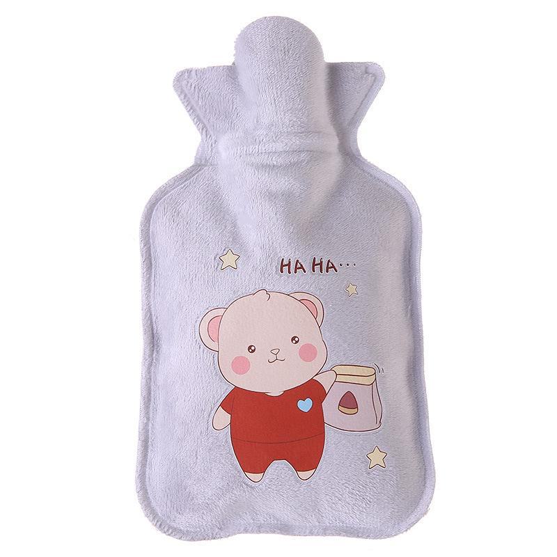 Cartoon Flannel Anti-Scalding Hot Water Bottle - Portable and Refillable for Students and Babies