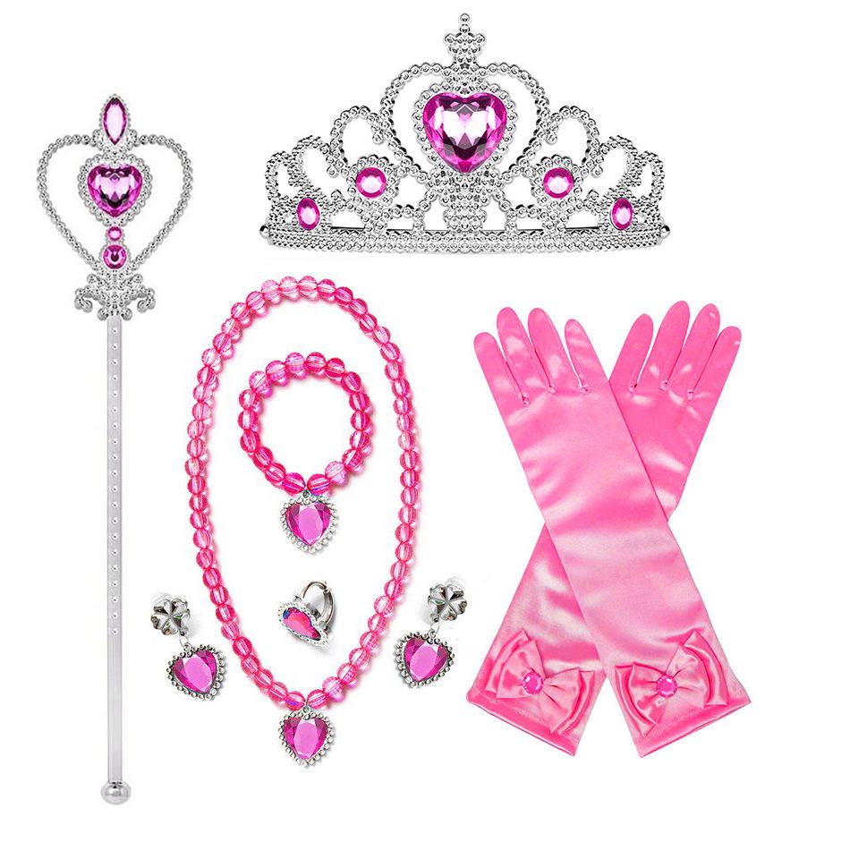Children'S Accessories Set Love Snowflake Crown Magic Wand Princess Necklace Gloves