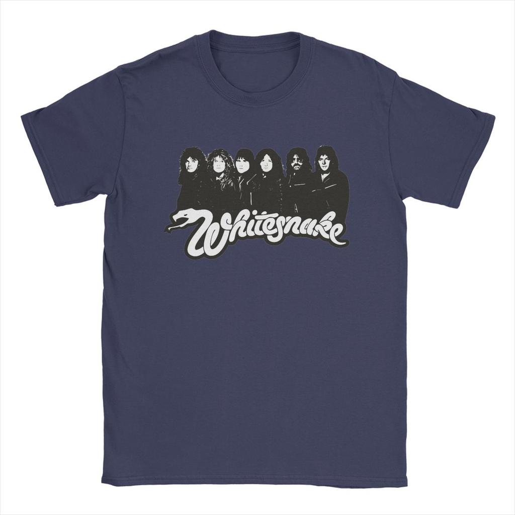 Funny Whitesnake Logo T-Shirt Men Round Neck Pure Cotton T Shirt Short Sleeve Tee Shirt Printing Tops