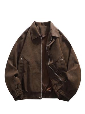 Men's Trendy Casual Lapel Jacket - Versatile, Handsome, Loose Fit, Solid Color, New Spring Arrival Outerwear.