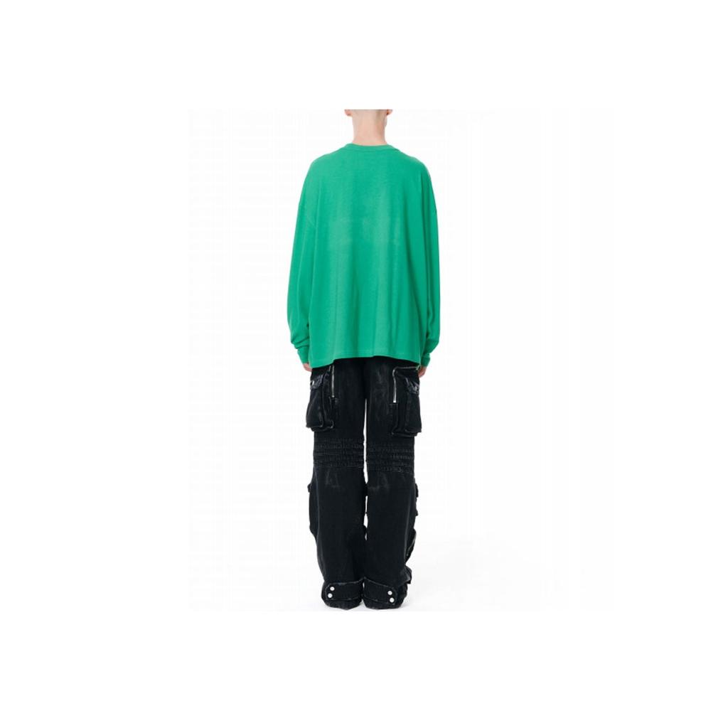 We11done Ss22 Barrage Logo Print Long Sleeve T-Shirt Unisex Tops Green WD-TT1-22-717-U-GR