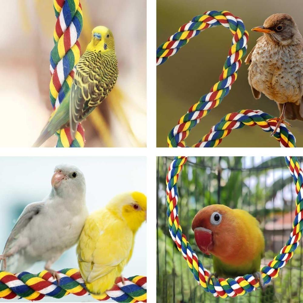 1PC Random Color Parrot Cotton Rope Colorful Bite Toy Climbing Stand Bird Parrot Cage Accessories Pet Toys Fixable Parrot Rope