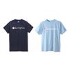 Champion T-Shirts Unisex Navy Blue+Sky Blue Crew Neck Moderate Straight Fit GT23H-2+