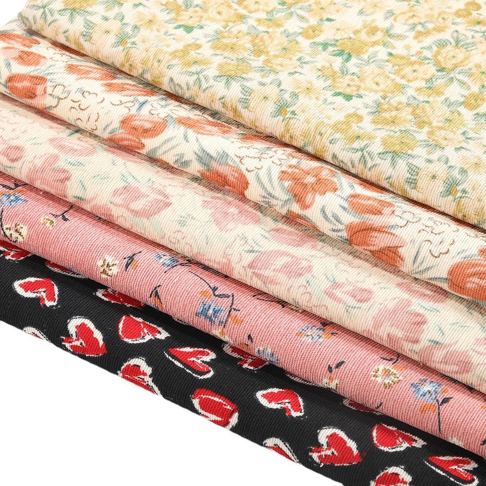 100*150CM Corduroy fabric small flower Polyester print cloth fashion Women's dress DIY clothing handmade Sewing quilting Luggage