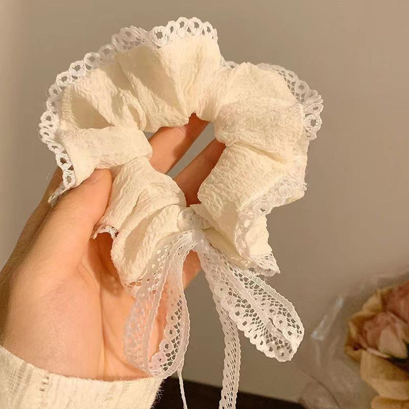 Elegant Retro French Lace Headband & Scrunchie for Women - Summer Pastoral Style Hair Tie