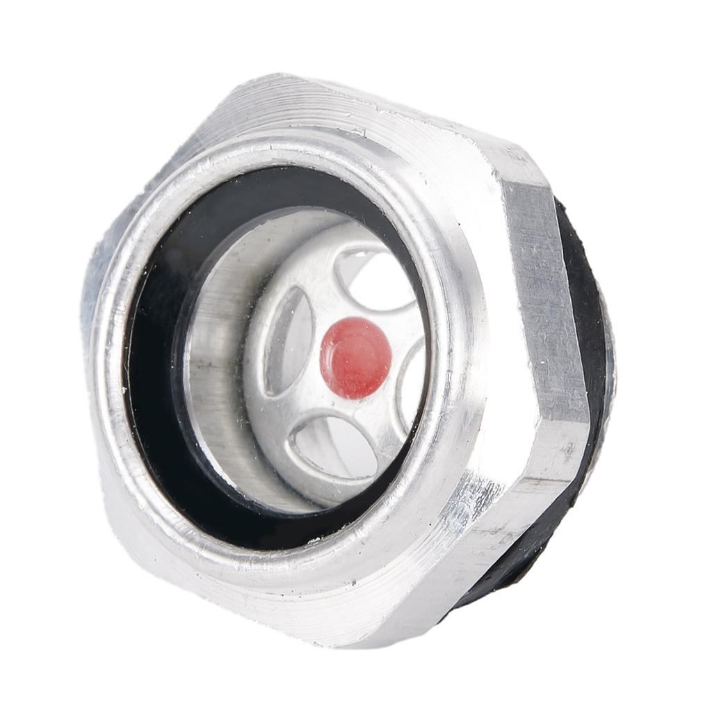 Sight Glass Oil Level Indicator with 1/2 Male Thread Aluminum Housing and High-Temperature Tempered Glass for Industrial Use