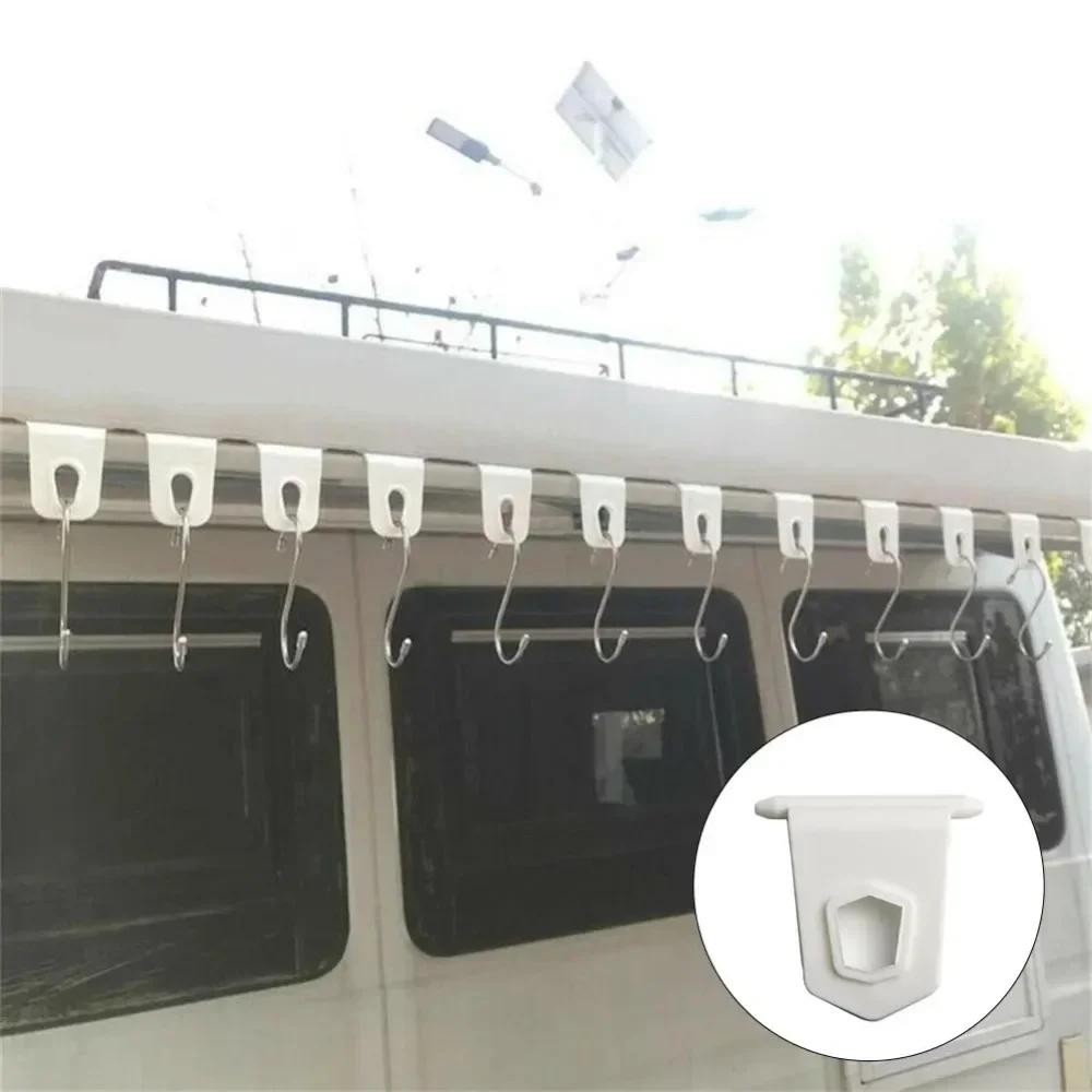 10pcs White/Black Universal Awning Clothes Hook Racks for RV Camper Caravan Party Light Holder RV Awnning Hook Accessories