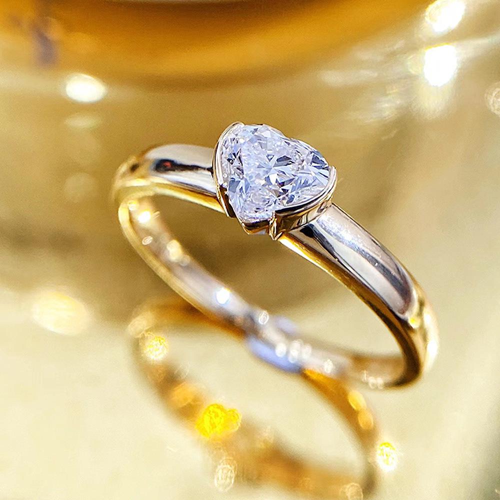 Xiancan Jewelry Heart-Shaped Ring: 2022 Fashion, 6x6 Luxury Simulated Engagement Diamond, Girlish Design