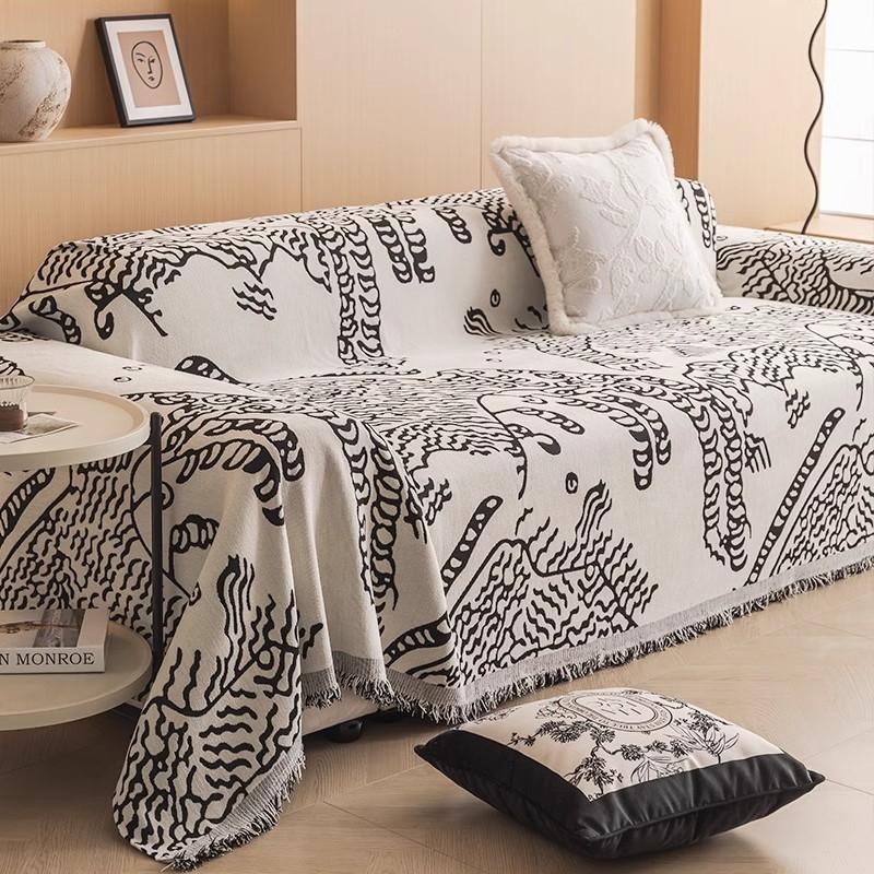 Funda Sofa Chenille Hawaii Tiger Pattern Sofa Mat Throw Blankets 2024 Autumn Winter Camping Picnic Sofa Cover Housses De Canapé