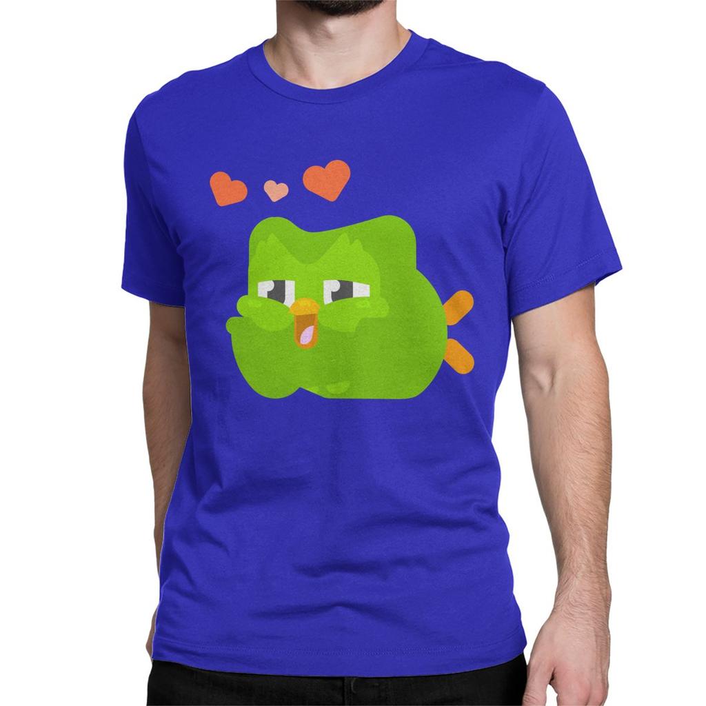 Pánské Dámské Roztomilé Trička Duolingo Kreslená Sova Bavlněná Tílka Módní Tričko s Krátkým Rukávem a Kulatým Výstřihem Párty Tričko