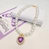 Luxury Pearl Pet Collar Pet Cat Dog Collar Love Pendant Pet Supplies Love Crystal Collars Kitten Collars Cat Necklace
