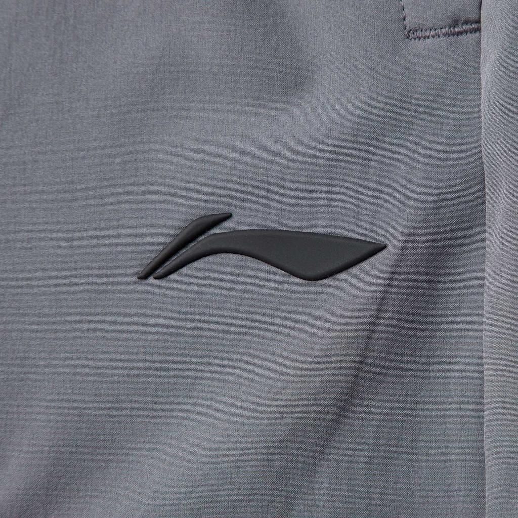 Li Ning Fitness Series Solid Color Mid Waist Drawstring Quick Dry Straight Leg Sports Shorts Men shorts Thunderstorm-Gray AKSV111-20
