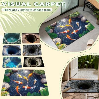 Front Door Mat Indoor Outdoor Entrance, 3D Optical All-Weather Doormat, Optical Rug Ground Crack Rug 3D Rugs, Easy Clean Patio Porch