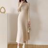 Autumn and Winter Women's Knee-length Dress Half-high Neck Inner Bottoming A-line Knitted Dress
