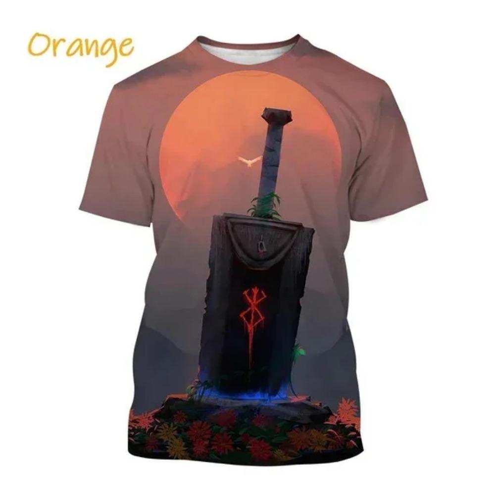 Anime Berserker 3D Printing  Anime Casual Street Style Hip Hop Short Sleeve Man