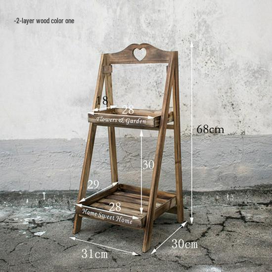 Rustic Foldable Wooden Flower Stand: Ladder-Shaped