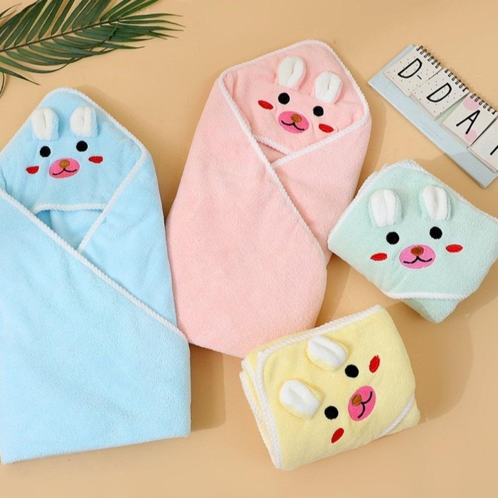 Super Soft Infant Bath Towel Coral Fleece Baby Blanket with Hood Toddler Thin Bathrobe Unisex