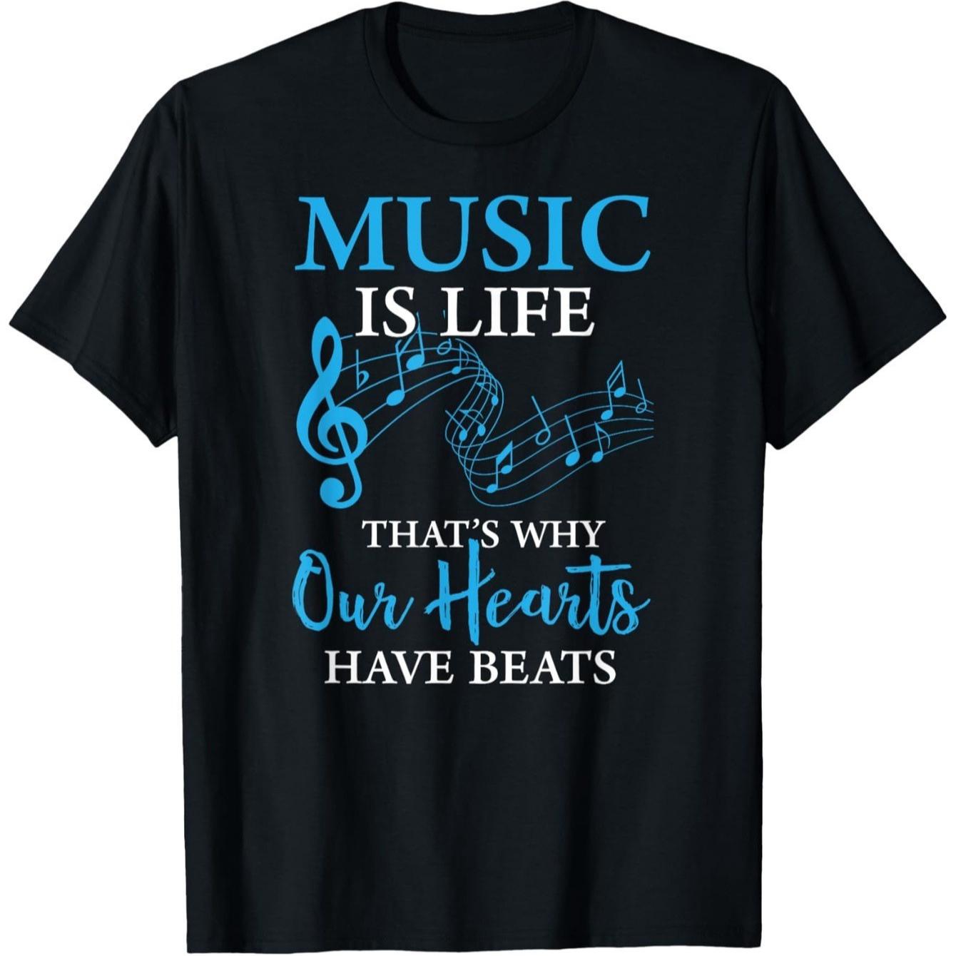 Vintage Music Is Life Graphic TShirt 100 Cotton ONeck Short Sleeve Summer Casual Unisexs Tshirt Streetwear S